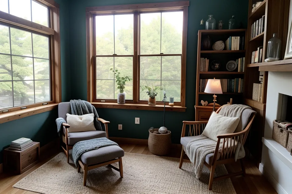 A book and reading glasses resting on a lap on a porch, a quiet result of vision supplements for women over 50
