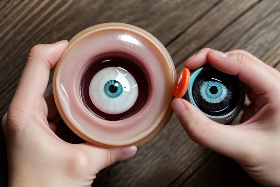 Close-up of a hand holding an eye health supplement capsule for macular support