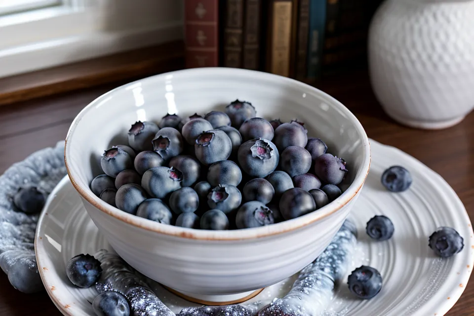 A bowl of frozen blueberries, an anthocyanin-rich staple in an eye-friendly diet for macular support after 50