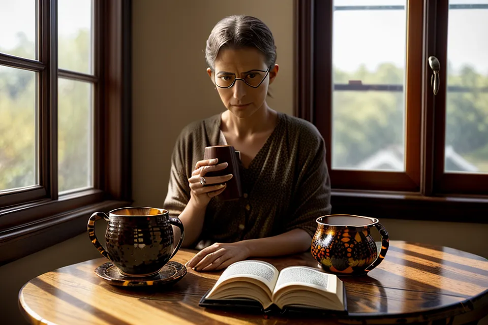 Reading glasses beside a lutein supplement bottle and a cup of tea, part of a routine to support macular pigment density