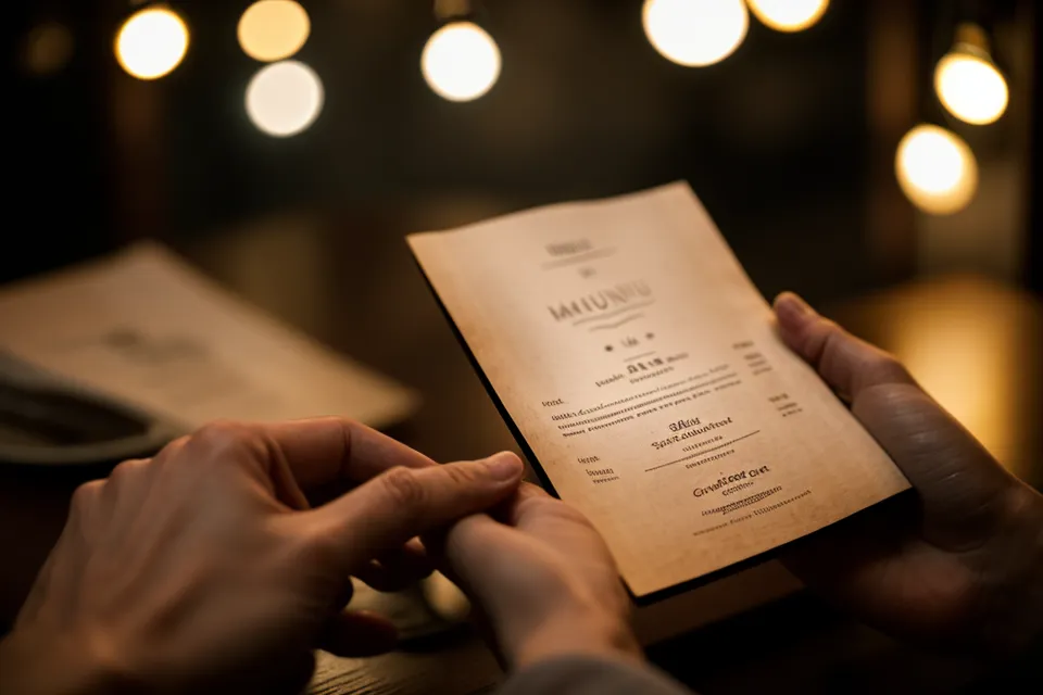 A restaurant menu blurred at reading distance, the everyday moment that shows reading glasses alone aren't enough for aging eyes