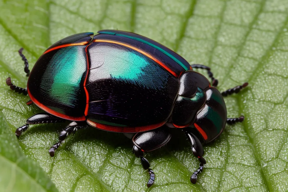 Close-up of a beetle on a leaf, the kind of fine detail that tests up-close vision health